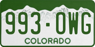 CO license plate 993OWG