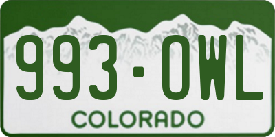 CO license plate 993OWL