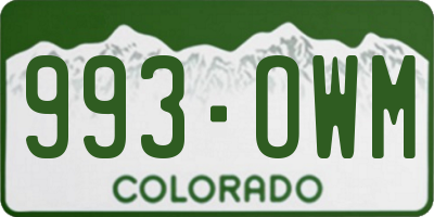 CO license plate 993OWM
