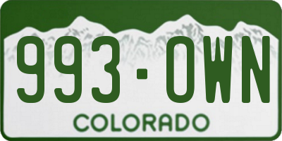 CO license plate 993OWN