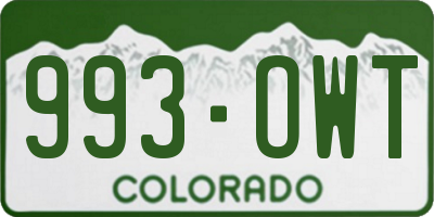 CO license plate 993OWT