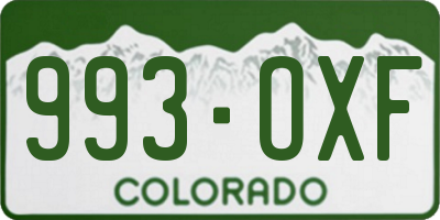 CO license plate 993OXF