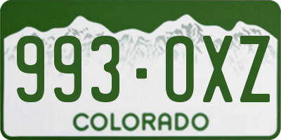CO license plate 993OXZ