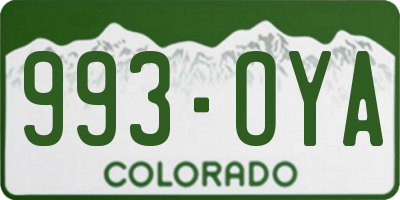 CO license plate 993OYA