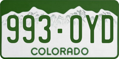 CO license plate 993OYD