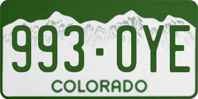 CO license plate 993OYE