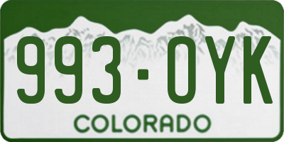 CO license plate 993OYK