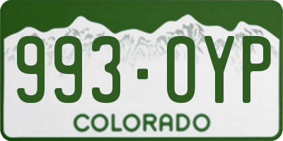 CO license plate 993OYP
