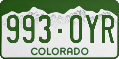 CO license plate 993OYR