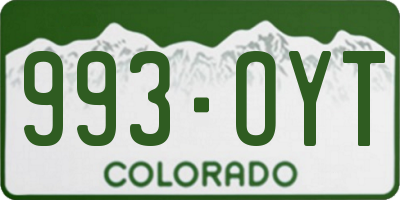 CO license plate 993OYT