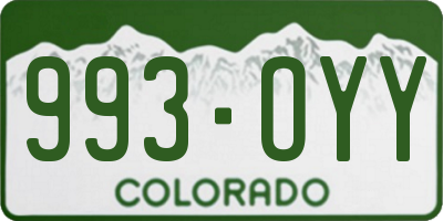 CO license plate 993OYY
