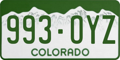 CO license plate 993OYZ
