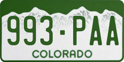 CO license plate 993PAA