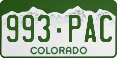CO license plate 993PAC