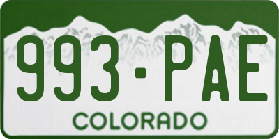 CO license plate 993PAE