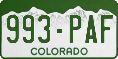 CO license plate 993PAF