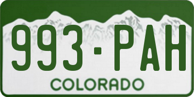 CO license plate 993PAH