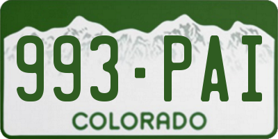 CO license plate 993PAI