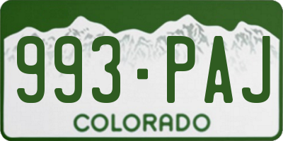 CO license plate 993PAJ