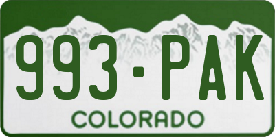 CO license plate 993PAK
