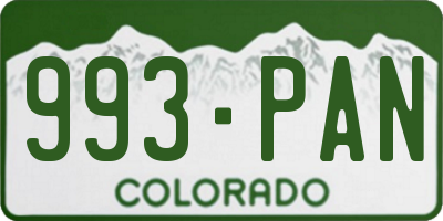 CO license plate 993PAN