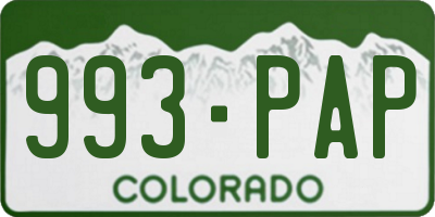 CO license plate 993PAP