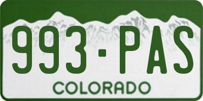 CO license plate 993PAS