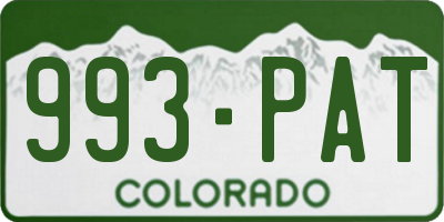 CO license plate 993PAT