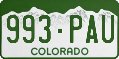 CO license plate 993PAU
