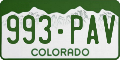 CO license plate 993PAV