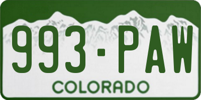CO license plate 993PAW