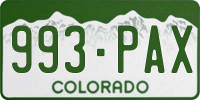 CO license plate 993PAX