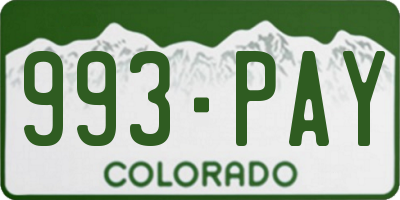 CO license plate 993PAY