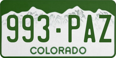 CO license plate 993PAZ
