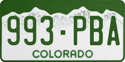 CO license plate 993PBA