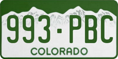 CO license plate 993PBC