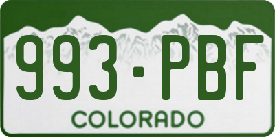 CO license plate 993PBF