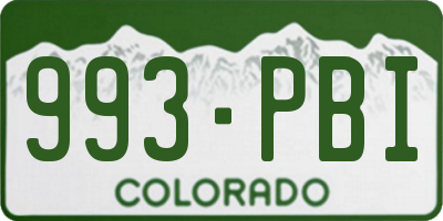 CO license plate 993PBI