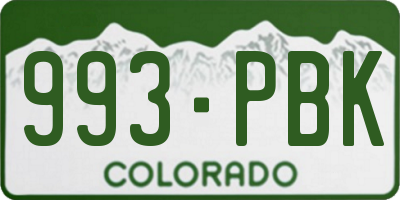 CO license plate 993PBK