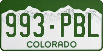 CO license plate 993PBL