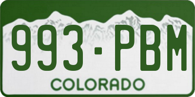 CO license plate 993PBM