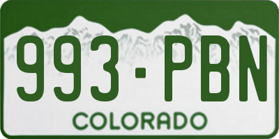 CO license plate 993PBN