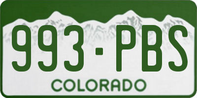 CO license plate 993PBS