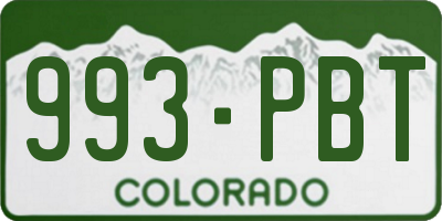 CO license plate 993PBT
