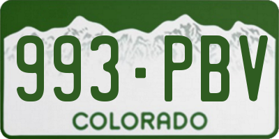 CO license plate 993PBV