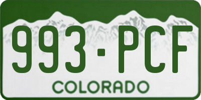 CO license plate 993PCF