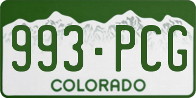 CO license plate 993PCG