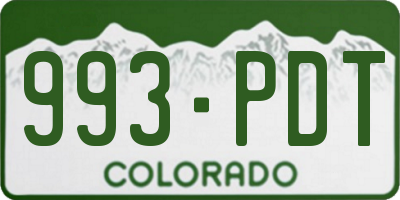 CO license plate 993PDT