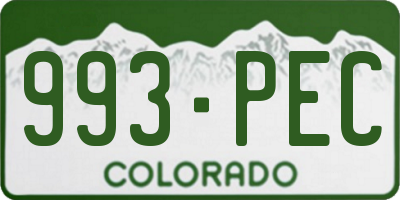 CO license plate 993PEC