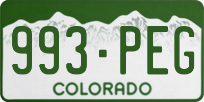 CO license plate 993PEG